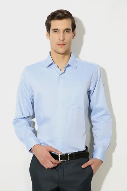 Van Heusen - Tailored Fit Plain Cotton Blend Shirt